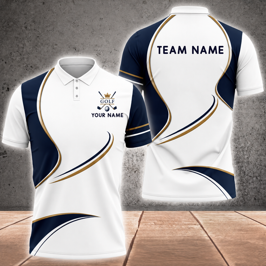 Maxcorners Royal Fairway Claw 3D Golf Personalized Name Polo Shirts