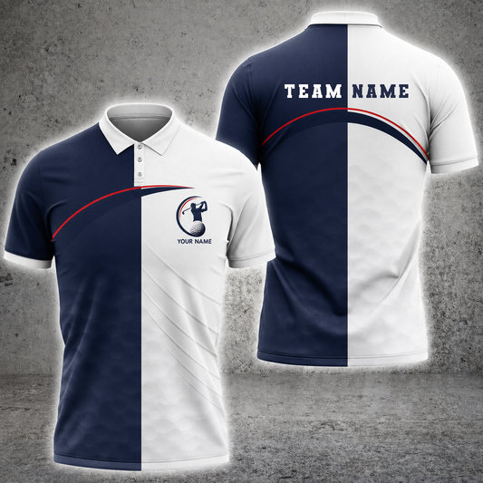 Maxcorners Heritage Swing 3D Golf Personalized Name Polo Shirts