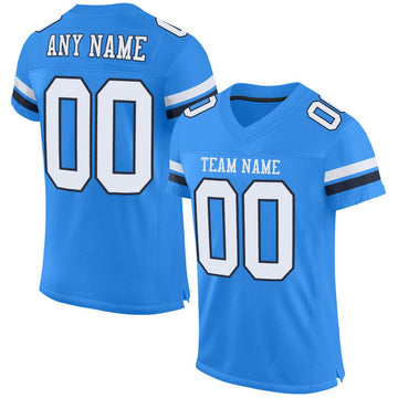 Maxcorners Custom Powder Blue White-Navy Mesh Authentic Football Jersey LM2605