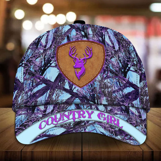 Maxcorners Deer Hunting Leather Pattern 3D Multicolor Personalized Cap