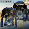 Maxcorners Fishing Water Splash Personalized Name, Team Name Long Sleeve Shirt (9 Breeds)