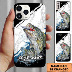 Maxcorners Crappie Fishing Topwater Lure Splash Art Black White Personalized Name Phone Case