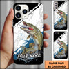 Maxcorners Fishing Topwater Lure Splash Art Black White Personalized Name Phone Case (10 Fish Species)