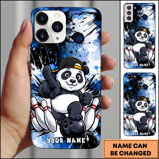 Maxcorners Panda Bowling Cute Street Style Strike Art Multicolor Options Personalized Name 3D Phonecase