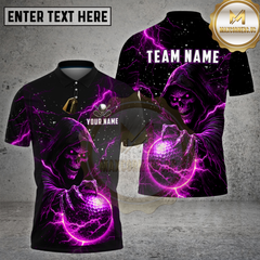 Maxcorners Golf Dark Skull Lightning Electric Power Art Multi Options Personalized Name, Team Name 3D Shirt