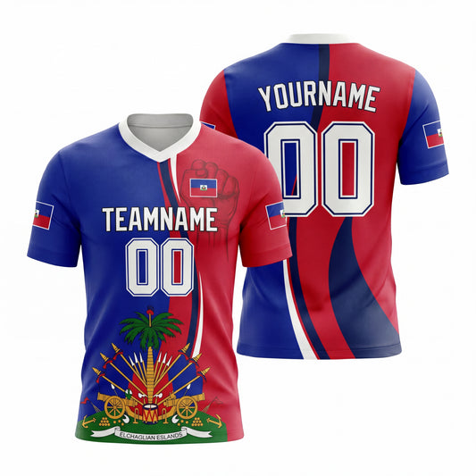 Maxcorners Haiti Football Team Spirit Shirt Personalized 3D Soccer Jersey Gift For Fans