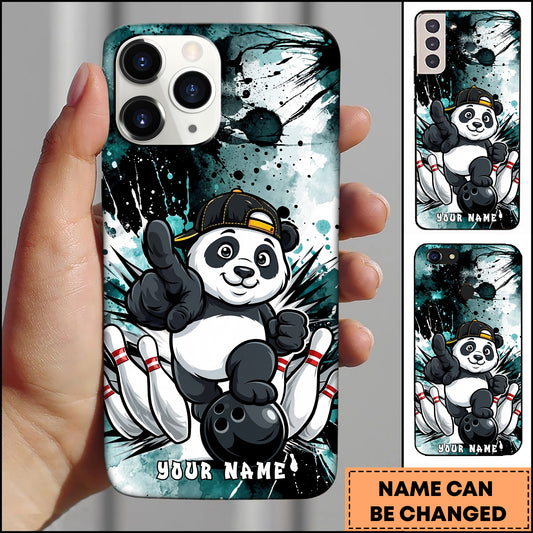 Maxcorners Panda Bowling Cute Street Style Strike Art Multicolor Options Personalized Name 3D Phonecase