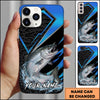 Maxcorners Fishing Electric Blue Arrow Pattern Splash Personalized Name Phone Case (10 Fish Species)