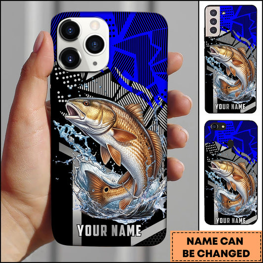 Maxcorners Trout Fishing Dynamic Blue Geometric Splash Art Personalized Name Phone Case