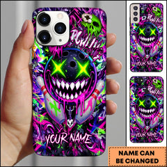 Maxcorners Bowling Phonecase Neon Purple Graffiti Bowling Skull Personalized Name 3D Phone Case