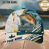 Maxcorners Fishing Blue Gold Water Camo Strike Customized Name 3D Cap