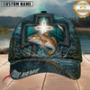 Maxcorners Fishing Glowing Cross Barbed Wire Teal Water Customized Name 3D Cap