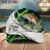 Maxcorners Fishing Green Lightning White Scale Water Splash Customized Name 3D Cap