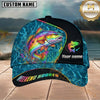 Maxcorners Fishing Neon Rainbow Water Ripple Weekend Hooker Customized Name 3D Cap