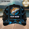 Maxcorners Fishing Neon Blue Geometric Black Mesh Customized Name 3D Cap