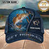 Maxcorners Fishing Deep Blue Water Splash Get Hooked Customized Name 3D Cap