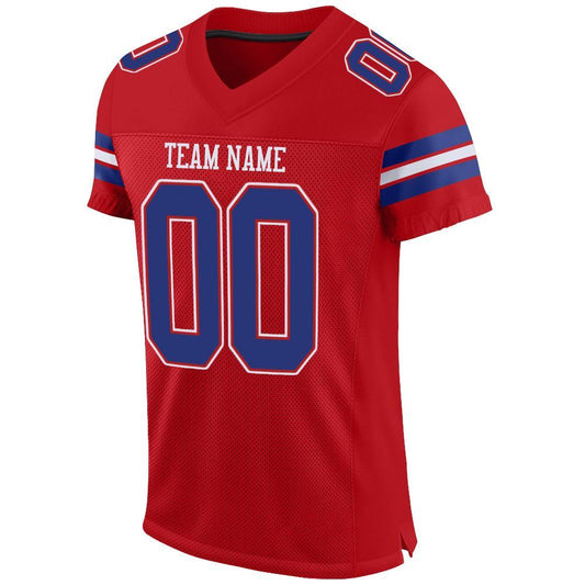 Maxcorners Custom Red Royal-White Mesh Authentic Football Jersey LM2605