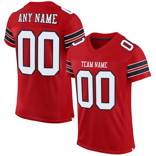 Maxcorners Custom Red White-Black Mesh Authentic Classic Football Jersey LM2605
