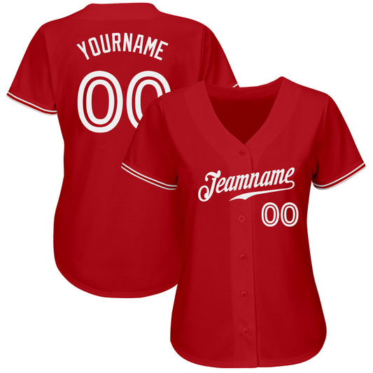 Maxcorners Custom Red White Classic Authentic Baseball Jersey LM2605