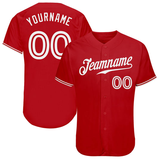 Maxcorners Custom Red White Classic Authentic Baseball Jersey LM2605