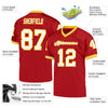 Maxcorners Custom Red White-Gold Mesh Authentic Throwback Football Jersey LM2605
