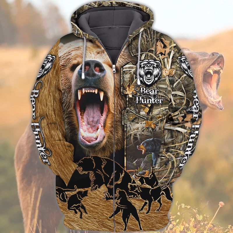 Maxcorners Bear Hunting 3D All Over Printed Clothes