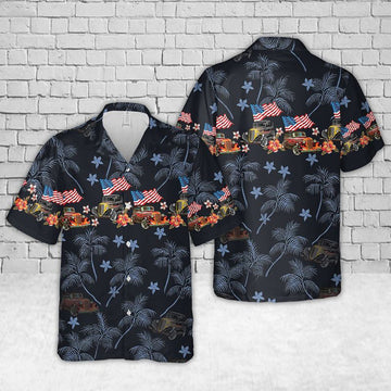 Maxcorners Personalized American Flag Hot Rod Classic Car Hawaiian Shirt, Custom Photo Car Aloha Shirts