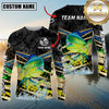 Maxcorners Fishing Black Gold Splash Dynamic Pattern Personalized Name, Team Name Long Sleeve Shirt (9 Breeds)