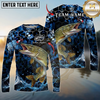 Maxcorners  Fishing Hexagon Water Splash Personalized Name, Team Name Long Sleeve Shirt (9 Fish Species)