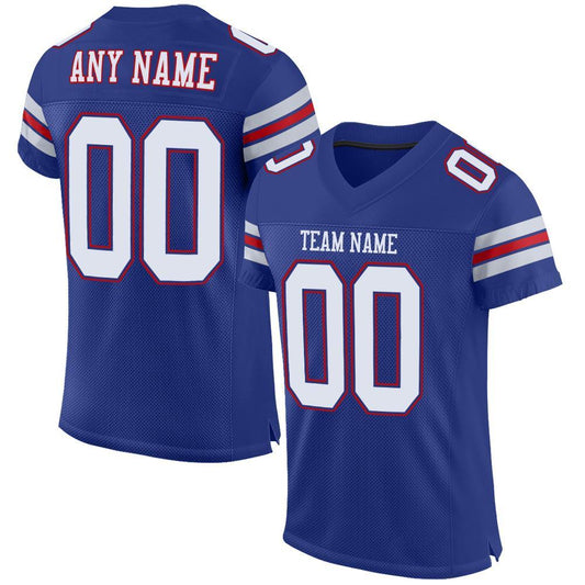 Maxcorners Custom Royal White-Red Mesh Authentic Football Jersey LM2605