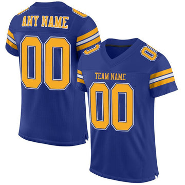 Maxcorners Custom Royal Gold-White Mesh Authentic Game Day Football Jersey LM2605