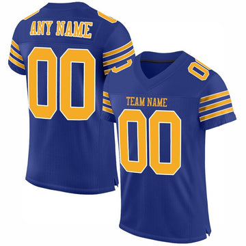 Maxcorners Custom Royal Gold-White Mesh Authentic Classic Football Jersey LM2605