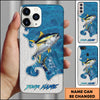 Maxcorners Fishing Ocean Blue Wave Scale Pattern Splash Personalized Name Phone Case (10 Fish Species)