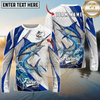 Maxcorners Fishing White Scale Pattern Personalized Name, Team Name Long Sleeve Shirt (9 Breeds)