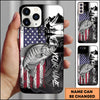 Maxcorners Fishing Patriotic USA Flag Mountain Angler Silhouette Personalized Name Phone Case (10 Fish Species)