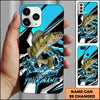 Maxcorners Fishing Blue Black Geometric Lightning Splash Personalized Name Phone Case (10 Fish Species)