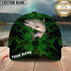Maxcorners Fishing Black Neon Green Splash Customized Name 3D Cap