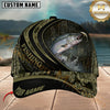 Maxcorners Fishing Black Olive Woodland Wave Customized Name 3D Cap