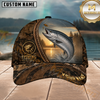 Maxcorners Fishing Rustic Brown Camo Sunset Lake Customized Name 3D Cap