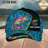 Maxcorners Fishing Neon Rainbow Water Ripple Weekend Hooker Customized Name 3D Cap