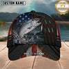 Maxcorners Fishing American Flag Night Lake Splash Customized Name 3D Cap