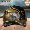 Maxcorners Fishing Black Gold Sunset Lake Customized Name 3D Cap