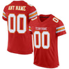 Maxcorners Custom Scarlet White-Gold Mesh Authentic Football Jersey LM2605