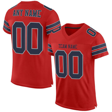 Maxcorners Custom Scarlet Navy-Light Gray Mesh Authentic Football Jersey LM2605