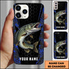 Maxcorners Fishing 3D Realistic Honeycomb Tech Background Personalized Name Phone Case (10 Fish Species)