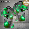 Maxcorners Golf Shirt – Gold Geometric Pattern with 3D Golf Balls – Personalized Name, Team Name Polo