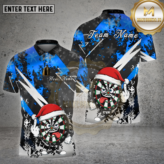 Maxcorners Darts Christmas Crazy Board Santa Hat  Multicolor Options Personalized Name, Team Name Unisex 3D Shirt