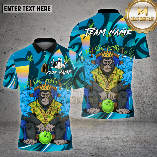 Maxcorners Bowling King Kong Gorilla 420 Graffiti Smoke Multicolor Options Personalized Name, Team Name Unisex 3D Shirt