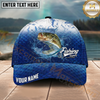 Maxcorners Fishing Water Splash Scale Gradient Design Personalized Name Classic 3D Cap (9 Breeds)