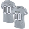 Maxcorners Custom Silver White-Black Mesh Authentic Football Jersey LM2605